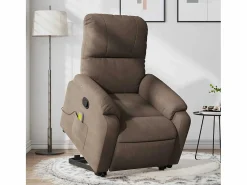 Sillón de relax | Sillón reclinable de masaje elevable tela de microfibra marrón SHL5787 Marru00f3n Outlet