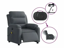 Sillón De Masaje|Sillón de relax | Sillón reclinable de masaje eléctrico terciopelo gris oscuro SHL7399