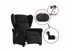 Sillón de relax | Sillón reclinable de masaje eléctrico tela SHL6820 Negro Best