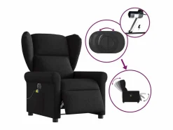 Sillón de relax | Sillón reclinable de masaje eléctrico tela SHL6820 Negro Best