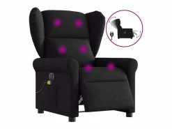 Sillón de relax | Sillón reclinable de masaje eléctrico tela SHL6820 Negro Best