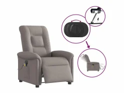 Sillón De Masaje|Sillón de relax | Sillón reclinable de masaje eléctrico tela gris taupe SHL5811