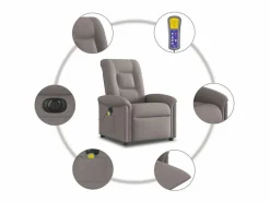 Sillón De Masaje|Sillón de relax | Sillón reclinable de masaje eléctrico tela gris taupe SHL5811