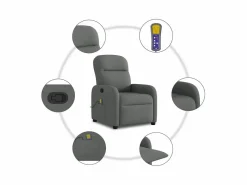 Sillón de relax | Sillón reclinable de masaje de tela gris oscuro SHL7864 Gris antracita Hot