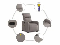 Sillón De Masaje|Sillón de relax | Sillón reclinable de masaje elevable tela gris taupé SHL4808
