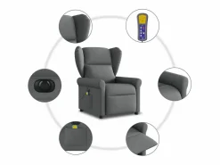 Sillón De Masaje|Sillón de relax | Sillón reclinable de masaje eléctrico tela gris oscuro SHL3450