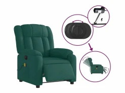 Sillón de relax | Sillón reclinable de masaje eléctrico tela verde oscuro SHL9320^ Hot