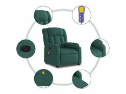 Sillón de relax | Sillón reclinable de masaje eléctrico tela verde oscuro SHL9320^ Hot