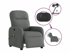 Sillón de relax | Sillón reclinable de masaje eléctrico tela gris oscuro SHL2308^