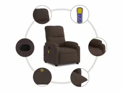 Sillón De Masaje|Sillón de relax | Sillón reclinable de masaje tela de microfibra marrón SHL6901