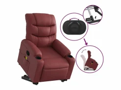 Sillón De Masaje|Sillón de relax | Sillón reclinable de masaje de pie cuero artificial tinto SHL4155