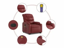 Sillón De Masaje|Sillón de relax | Sillón reclinable de masaje de pie cuero artificial tinto SHL4155