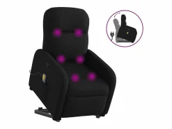 Sillón de relax | Sillón reclinable de masaje elevable tela SHL3036 Negro Sale