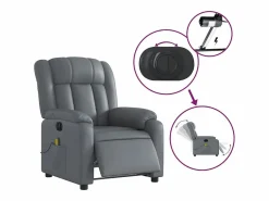 Sillón de salón | Silla | Sillón de masaje reclinable eléctrico cuero sintético SHL7935 Gris New
