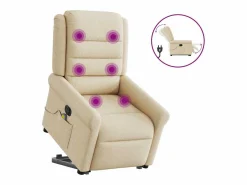 Sillón de salón | Silla | Sillón de masaje eléctrico reclinable elevable tela SHL5886 Crema Discount