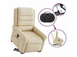 Sillón de salón | Silla | Sillón de masaje eléctrico reclinable elevable tela SHL5886 Crema Discount