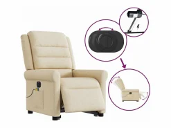 Sillón de salón | Silla | Sillón de masaje eléctrico reclinable elevable tela SHL5886 Crema Discount