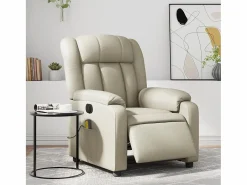 Sillón de salón | Silla | Sillón de masaje reclinable eléctrico cuero sintético SHL5673 Crema New
