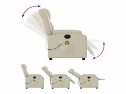 Sillón de salón | Silla | Sillón de masaje reclinable eléctrico cuero sintético SHL5673 Crema New