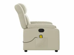 Sillón de salón | Silla | Sillón de masaje reclinable eléctrico cuero sintético SHL5673 Crema New