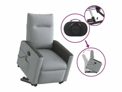 Sillón de salón | Silla | Sillón de masaje eléctrico reclinable elevable tela claro SHL5202^ New