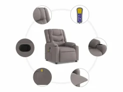 Sillón de salón | Silla | Sillón de masaje reclinable de tela gris taupé SHL7972 Topo Discount