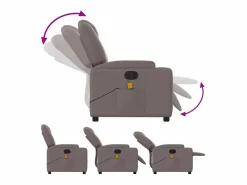 Sillón de salón | Silla | Sillón de masaje reclinable de tela gris taupé SHL6800 Topo Best