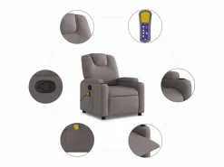 Sillón de salón | Silla | Sillón de masaje reclinable de tela gris taupé SHL6800 Topo Best
