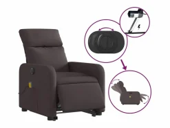 Sillón de salón | Silla | Sillón masaje eléctrico reclinable elevable tela marrón oscuro SHL8888 Marru00f3n Clearance