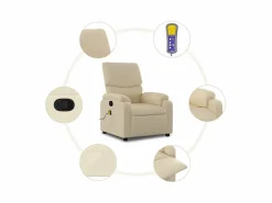 Sillón de salón | Silla | Sillón de masaje reclinable de tela SHL8021 Crema Outlet