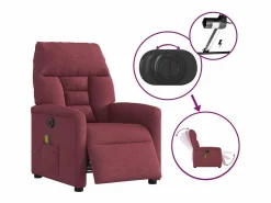 Sillón de salón | Silla | Sillón de masaje reclinable eléctrico tela tinto SHL7418 Rojo New