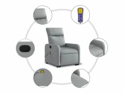 Sillón de salón | Silla | Sillón de masaje reclinable de pie de tela claro SHL5008 Gris Hot
