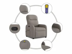 Sillón de salón | Silla | Sillón de masaje reclinable de tela gris taupé SHL2271^ Hot
