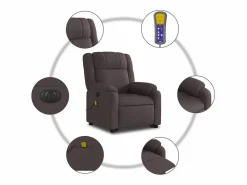 Sillón de salón | Silla | Sillón masaje eléctrico reclinable elevable tela marrón oscuro SHL5431^ Outlet