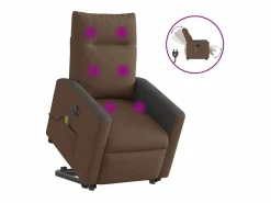 Sillón de salón | Silla | Sillón de masaje eléctrico reclinable elevable tela marrón SHL4706 Marru00f3n