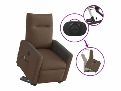 Sillón de salón | Silla | Sillón de masaje eléctrico reclinable elevable tela marrón SHL4706 Marru00f3n
