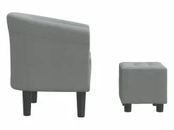 Sillón Estilo Cabriolet|Sillón de salón | Silla de relax con taburete tela claro SHL9830