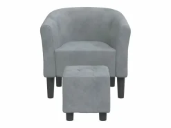 Sillón de salón | Silla de relax con taburete terciopelo gris oscuro SHL5696 Gris antracita Best