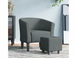 Sillón de salón | Silla de relax con taburete tela gris oscuro SHL7878^ Discount