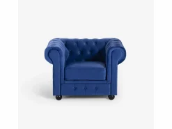 Sillón de salón de estilo clásico Chesterfield de terciopelo Coventry - Marino^AHD Hot