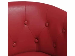 Sillón Estilo Cabriolet|Sillón de salón diseño de cubo con reposapiés cuero sintético tinto SHL3561