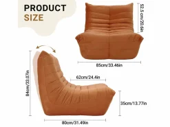 DripeX Sillón Escandinavo|Sillón de sillón marrón en la oruga marrón - base profunda 62 cm - 80x85x84cm