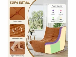 DripeX Sillón Escandinavo|Sillón de sillón marrón en la oruga marrón - base profunda 62 cm - 80x85x84cm