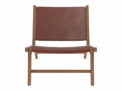 Sillón de teca y cuero marrón liso - Kuna^Rendez-Vous Déco Sale