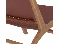 Sillón de teca y cuero marrón liso - Kuna^Rendez-Vous Déco Sale