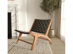 Rendez-Vous Déco Sillón De Piel|Sillón de teca y cuero tejido - Kuna