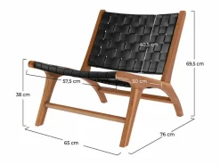 Rendez-Vous Déco Sillón De Piel|Sillón de teca y cuero tejido - Kuna