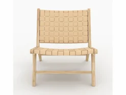 Rendez-Vous Déco Sillón de teca y cuero trenzado - Kuna Beige Hot