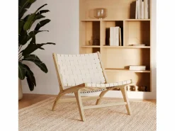 Sillón de teca y cuero trenzado - Kuna^Rendez-Vous Déco Discount