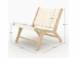 Sillón de teca y cuero trenzado - Kuna^Rendez-Vous Déco Discount